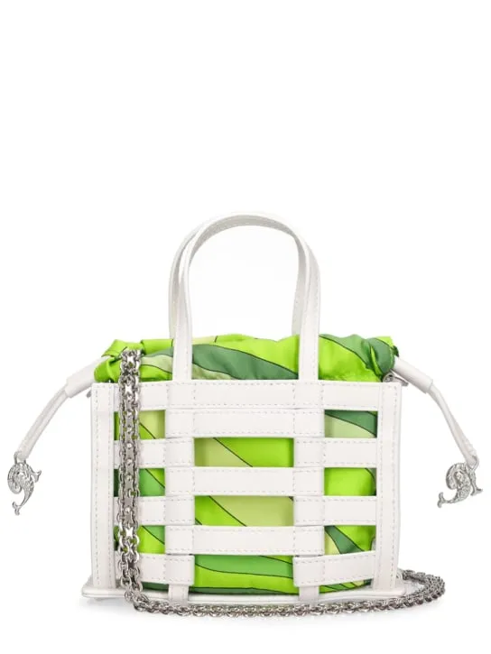 Pucci   Mini Cage leather & silk bag 