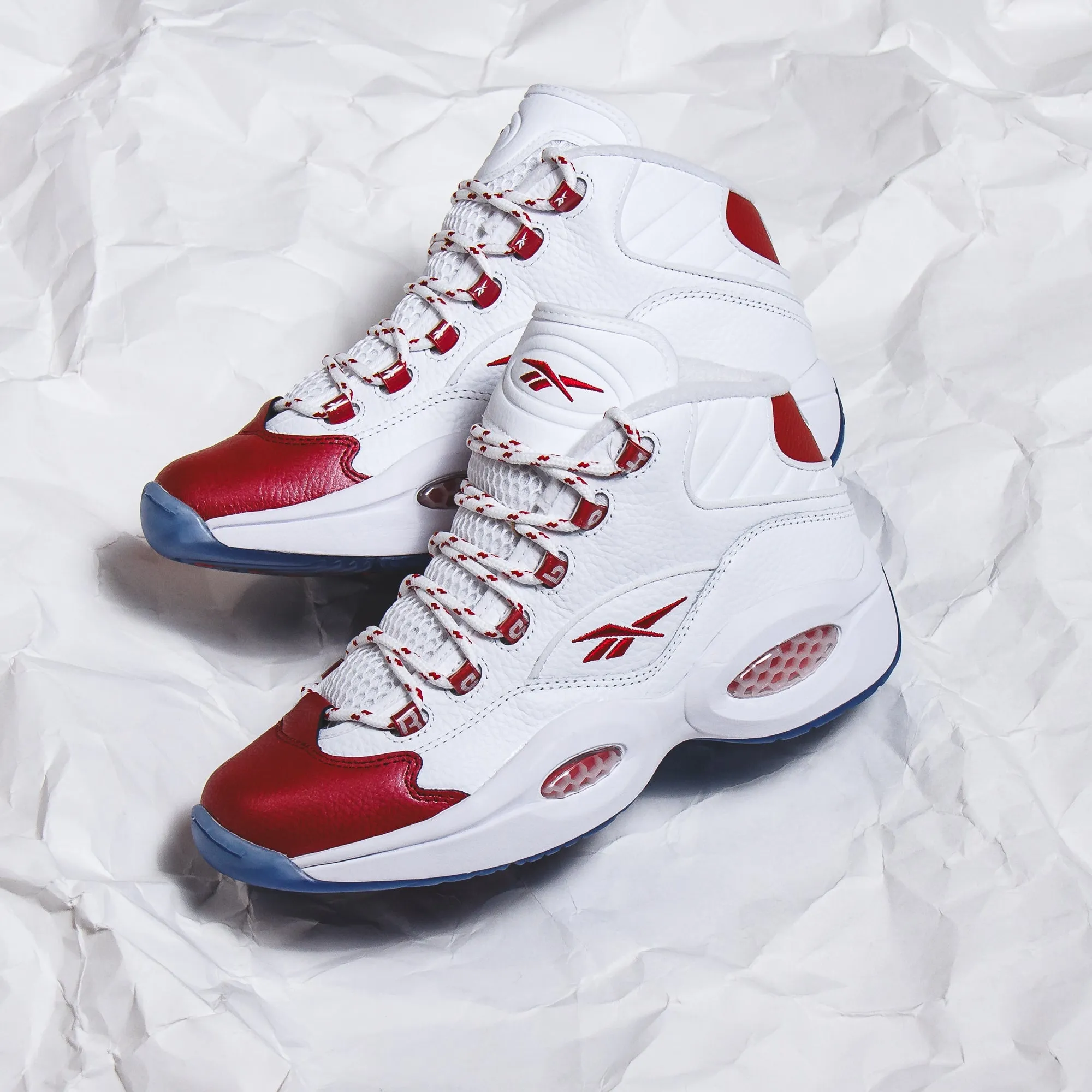 Reebok Classic Basketball Men Question Mid Allen Iverson White Red 100074721