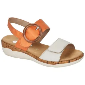 Remonte  Womens R6853-38 Rock Orange/White Sandals