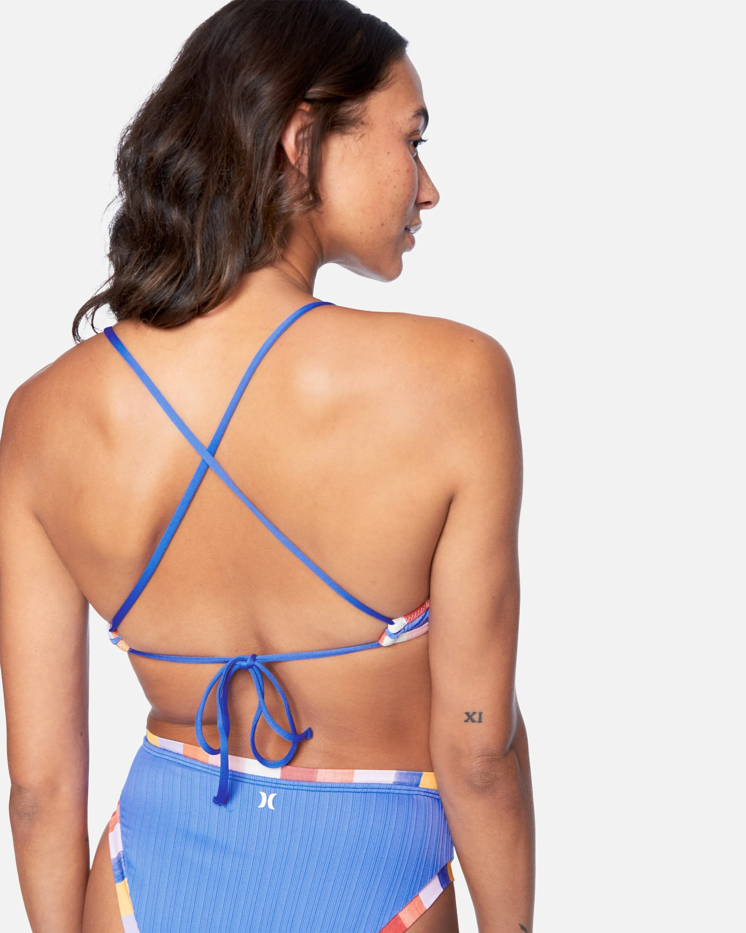 Retro Block Cross Back Bikini Top