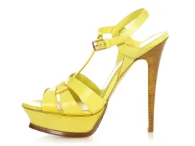 Saint Laurent Lime Green Tribute Platform Sandals 140