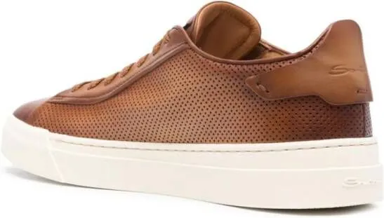 Santoni perforated-design leather sneakers Brown