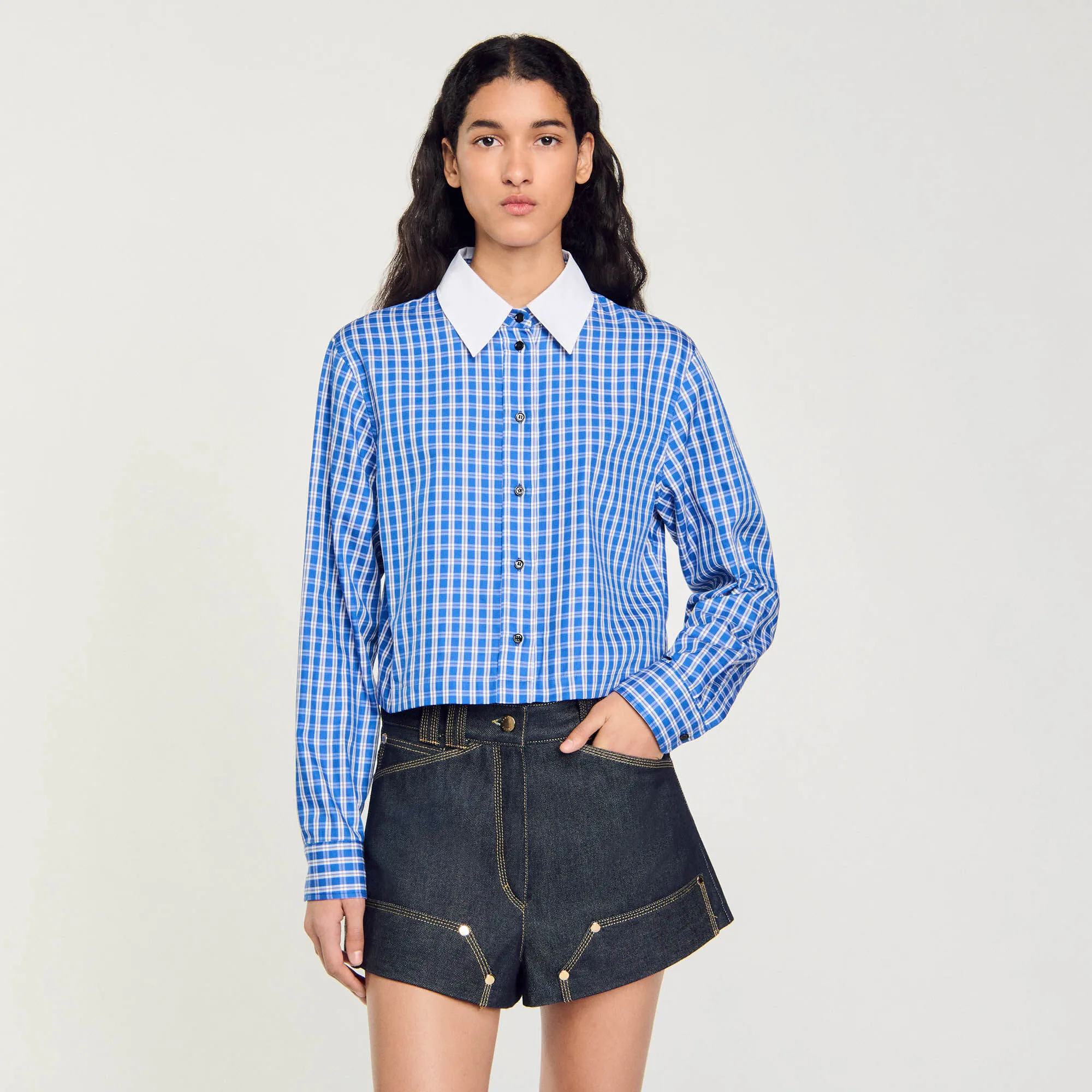 Short checked shirt