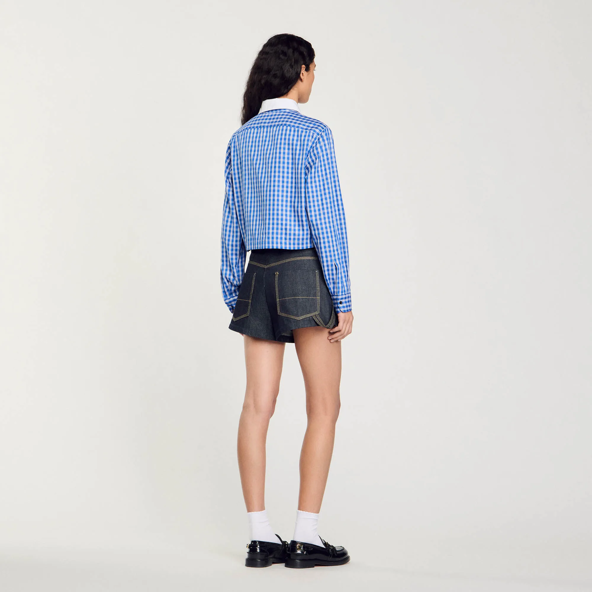 Short checked shirt