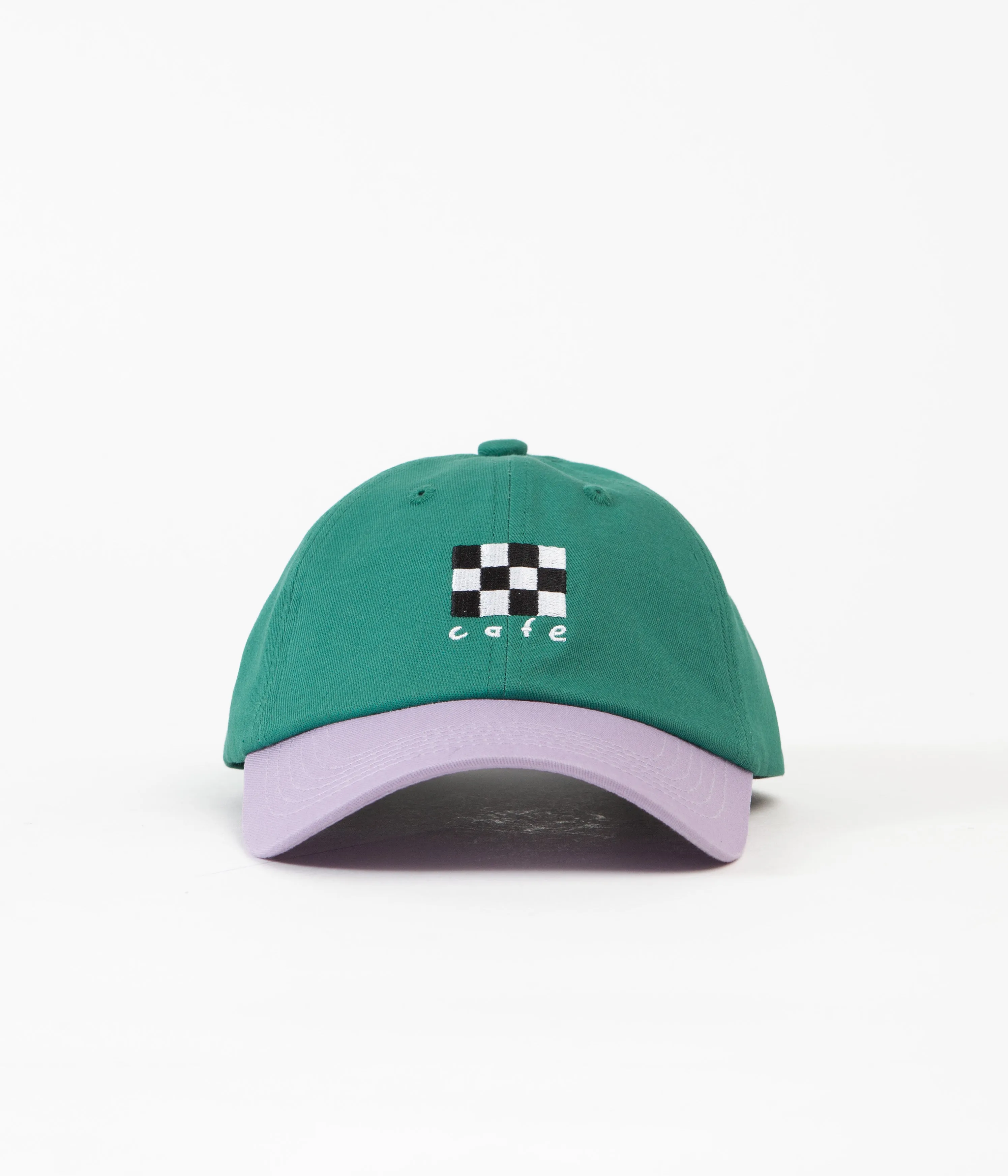 Skateboard Cafe Checkerboard Embroidered Cap - Dark Teal / Lavender