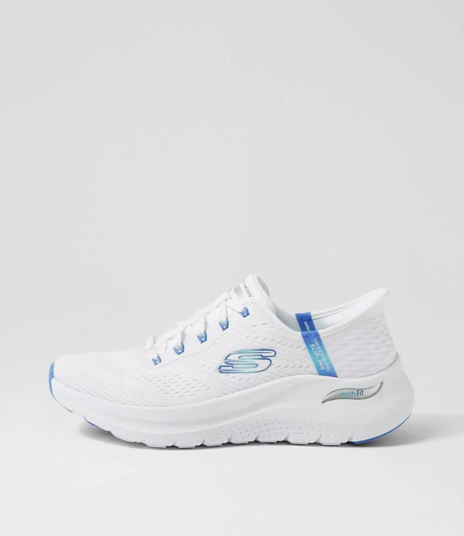 SKECHERS Arch Fit 2 White Blue Fabric Sneakers