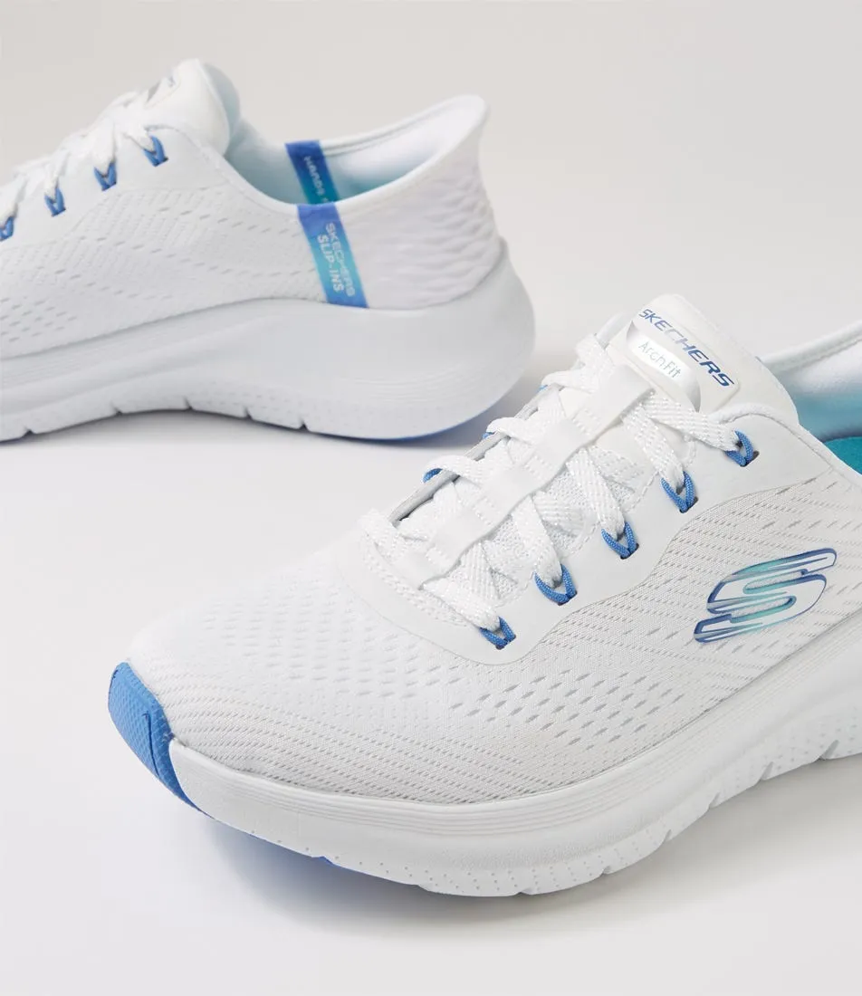 SKECHERS Arch Fit 2 White Blue Fabric Sneakers