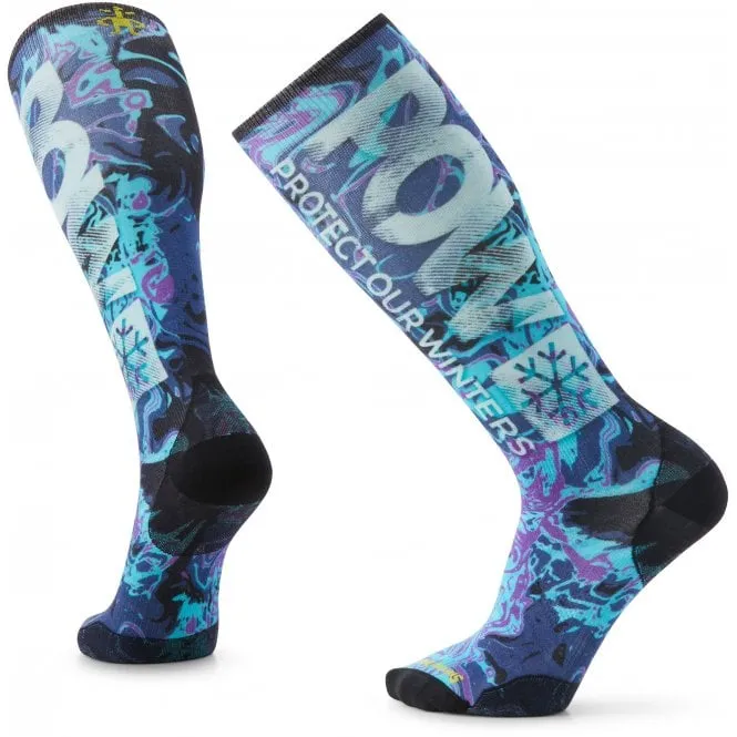 Ski Zero Cushion POW Print Over The Calf Socks