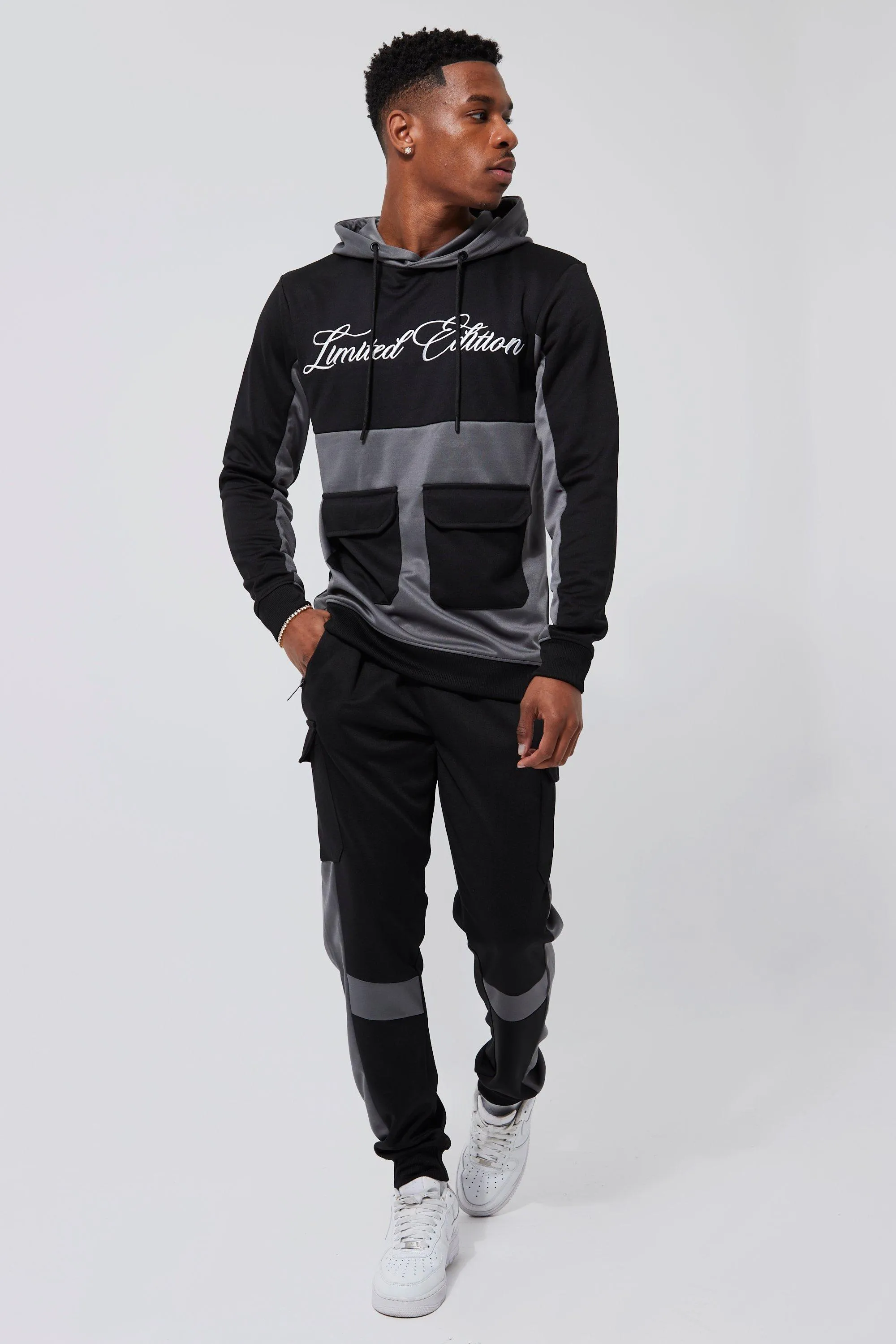 Slim Fit Colour Block Limited Tracksuit | boohooMAN UK