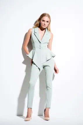 Structured Viscose Peplum Vest and Pant