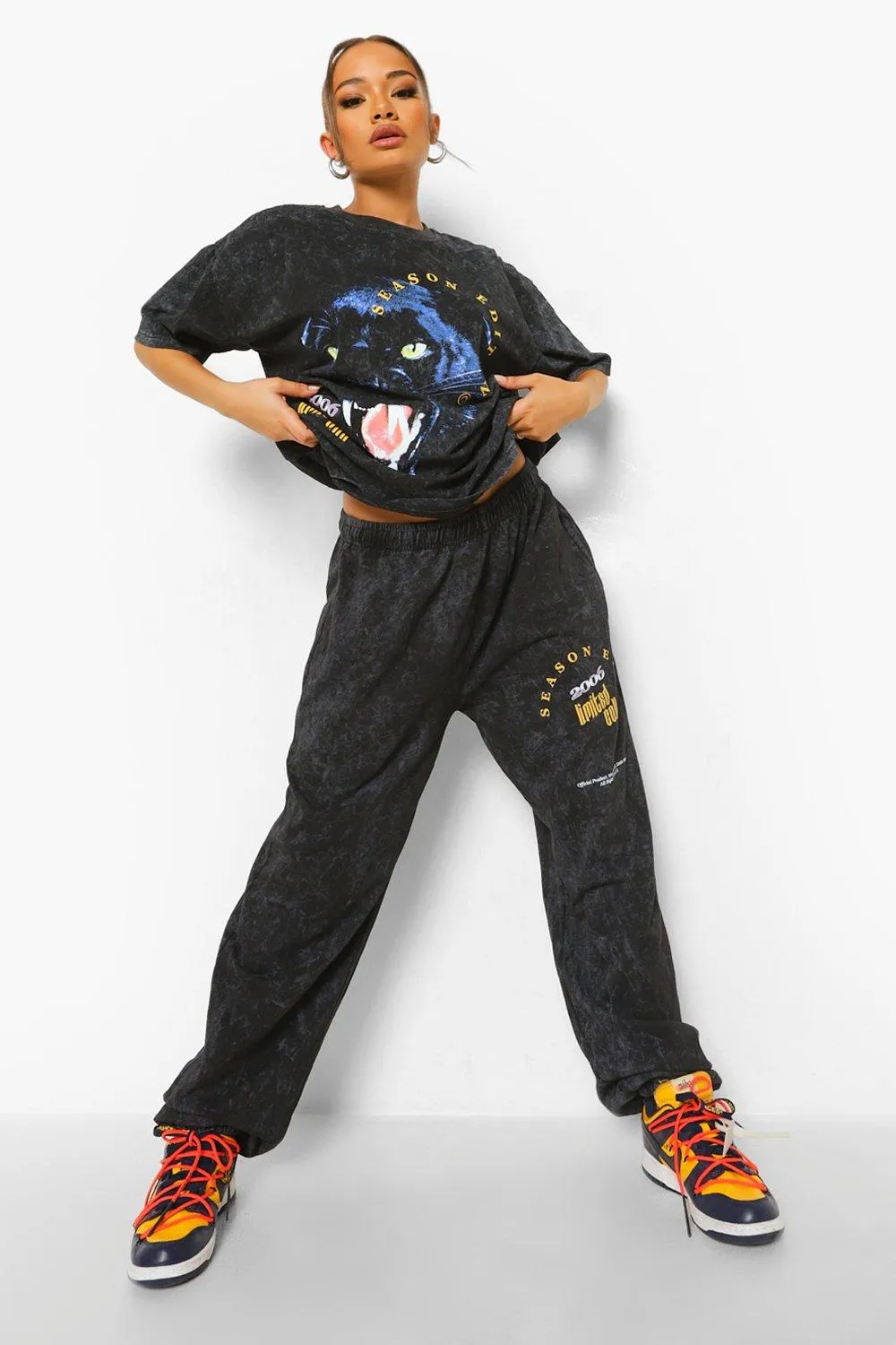 Tall Oversized Graphic Acid Wash Tracksuit