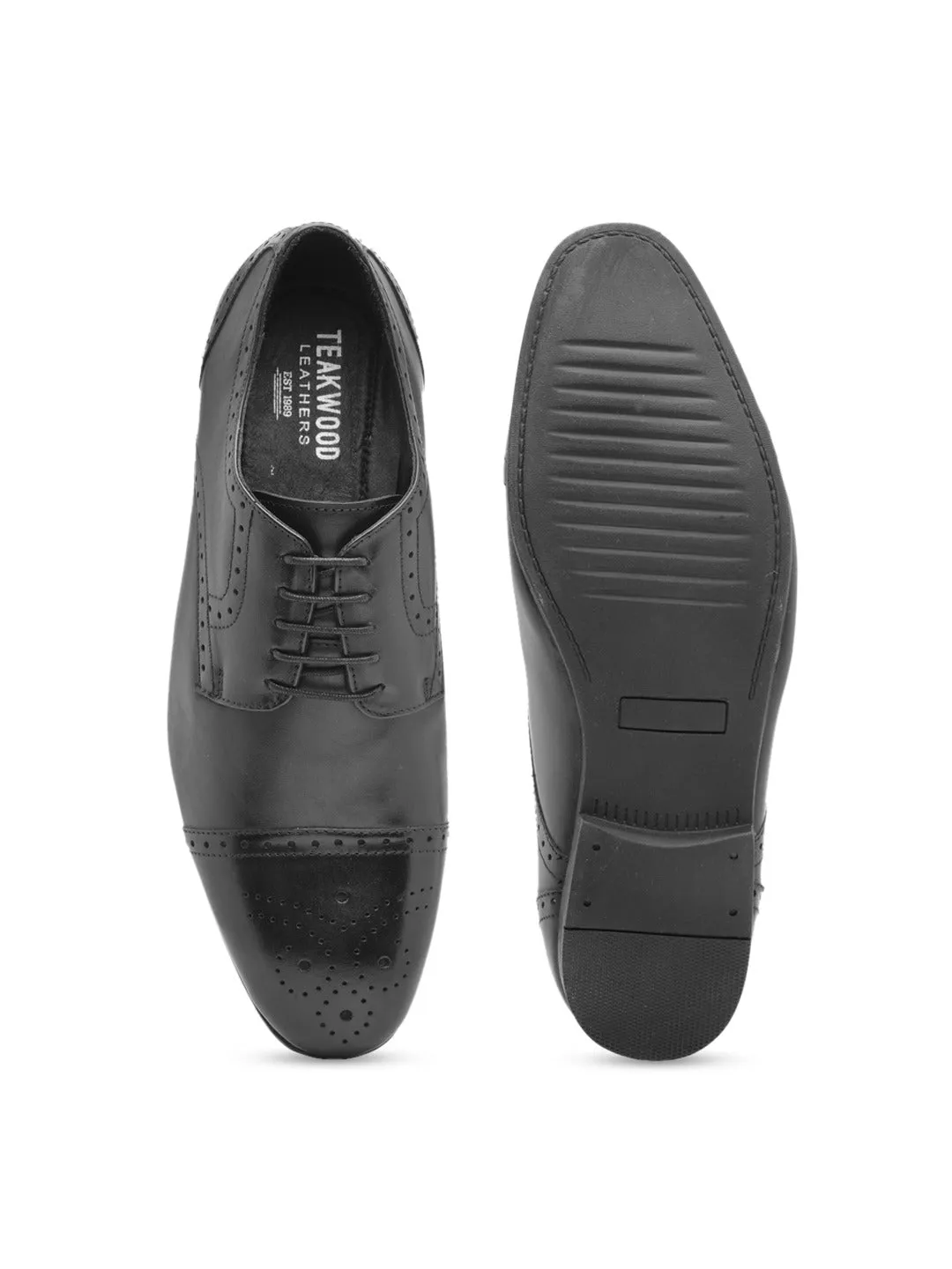 Teakwood Genuine Leathers Men Black  Formal Derby's Shoes