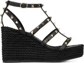 Valentino Garavani Rockstud 95mm caged wedge sandals Black