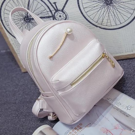 White Gold Giant Pearl Cute Mini Backpack Bag