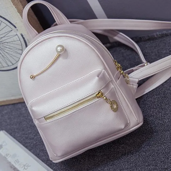 White Gold Giant Pearl Cute Mini Backpack Bag