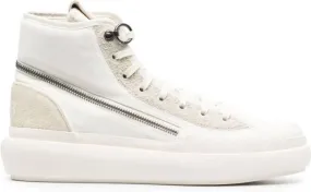 Y-3 zip-around suede high-top sneakers White