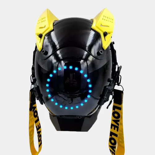 Yellow Cyberpunk Futuristic Helmet