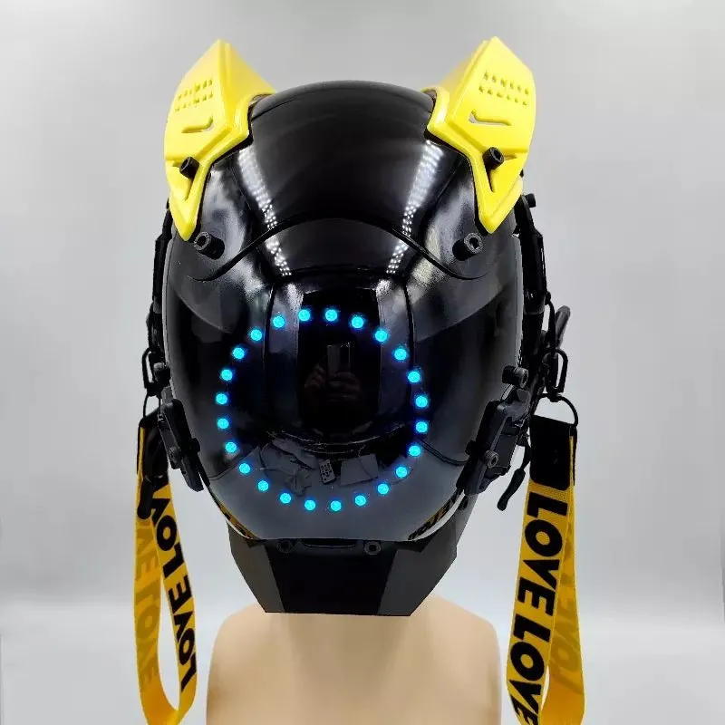 Yellow Cyberpunk Futuristic Helmet