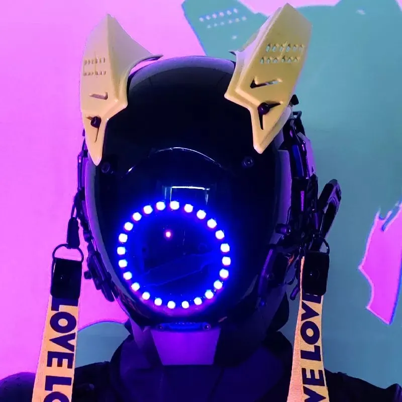 Yellow Cyberpunk Futuristic Helmet