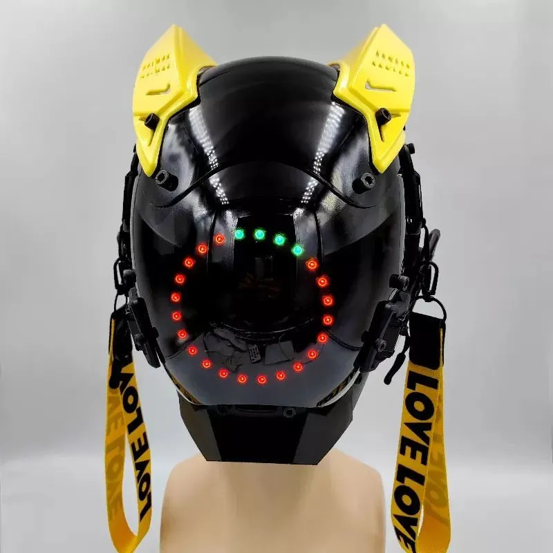 Yellow Cyberpunk Futuristic Helmet