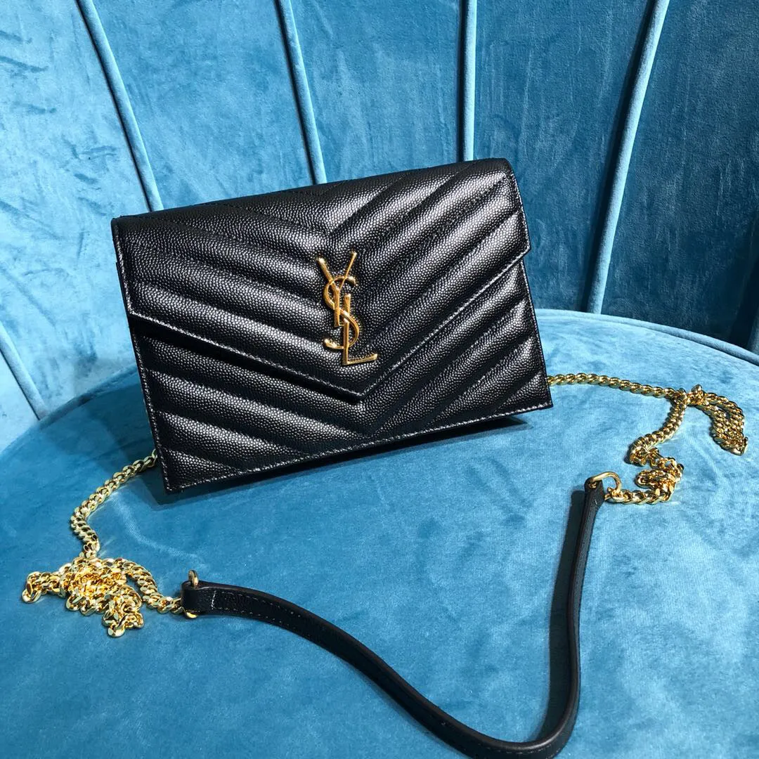 Yves Saint Laurent Monogram Quilted Shoulder Bag Black