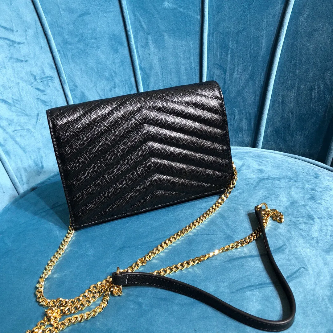 Yves Saint Laurent Monogram Quilted Shoulder Bag Black