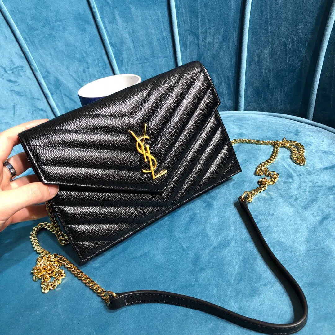 Yves Saint Laurent Monogram Quilted Shoulder Bag Black