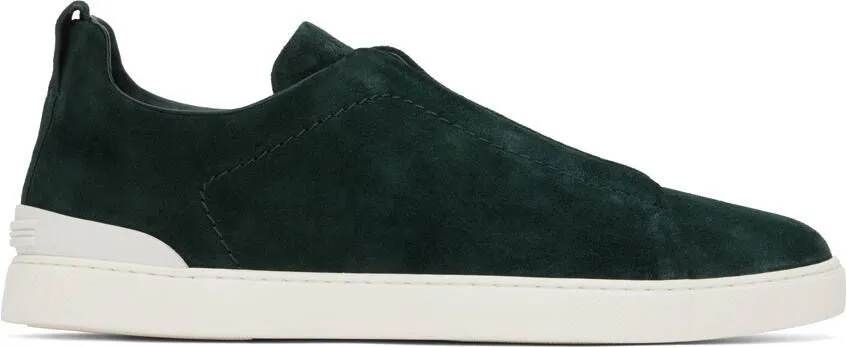 ZEGNA Green Triple Stitch Sneakers