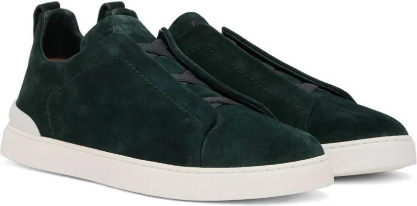 ZEGNA Green Triple Stitch Sneakers